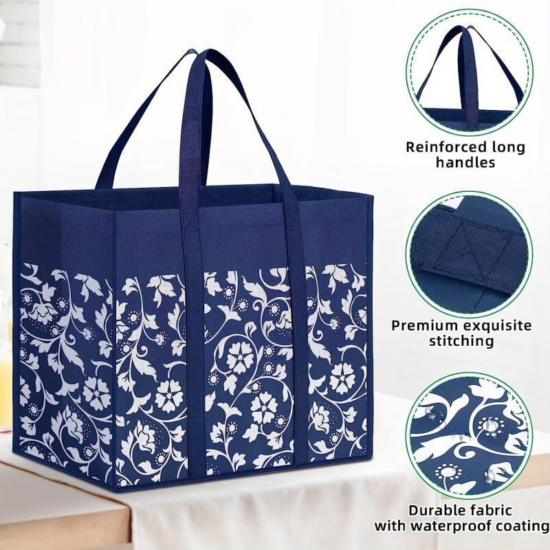 Foldable Reusable Shopping Bag Tote Bags with Reinforced Handles