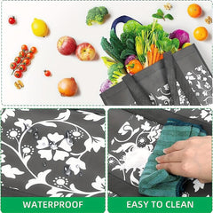 Foldable Reusable Shopping Bag Tote Bags with Reinforced Handles