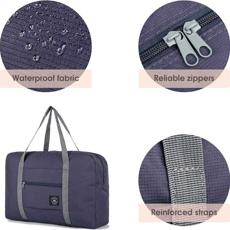 2pcs Foldable Handheld Duffel Bag Large Capacity Zipper Portable