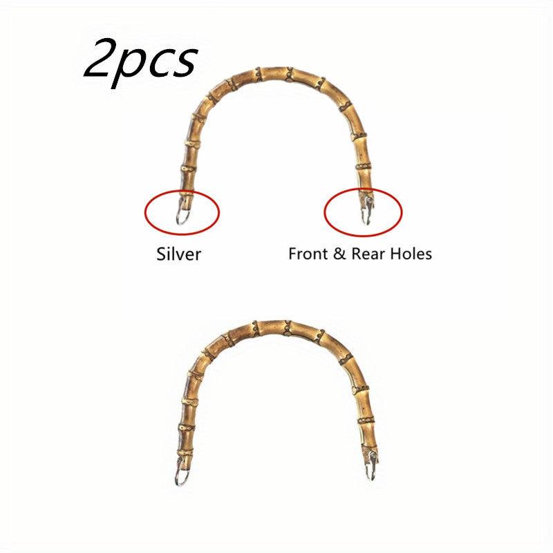 2pcs Bamboo Pattern Bag Purse Handle Handcrafted Hand Bags Accessories