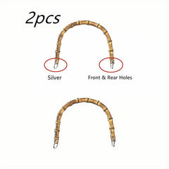 2pcs Bamboo Pattern Bag Purse Handle Handcrafted Hand Bags Accessories