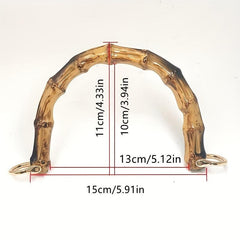 2pcs Bamboo Pattern Bag Purse Handle Handcrafted Hand Bags Accessories