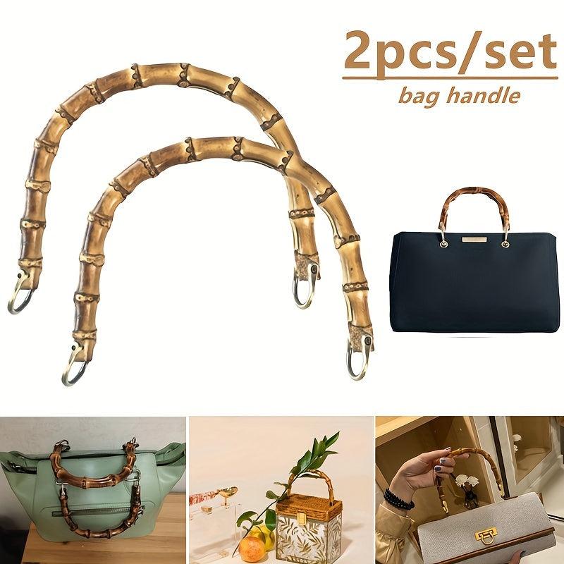 2pcs Bamboo Pattern Bag Purse Handle Handcrafted Hand Bags Accessories