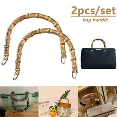 2pcs Bamboo Pattern Bag Purse Handle Handcrafted Hand Bags Accessories