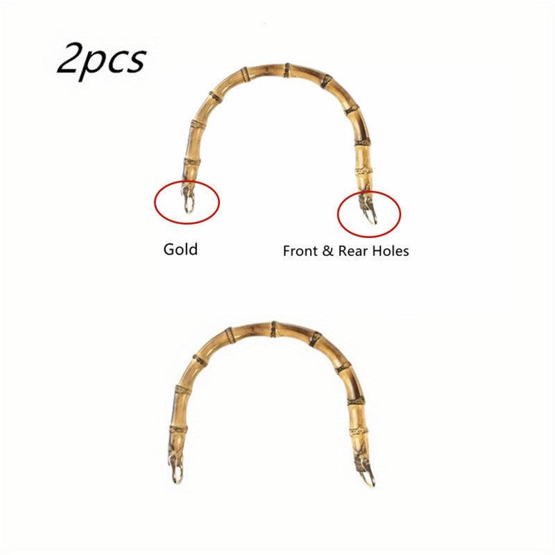 2pcs Bamboo Pattern Bag Purse Handle Handcrafted Hand Bags Accessories