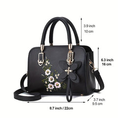 Floral Pattern Faux Leather Shoulder Bag