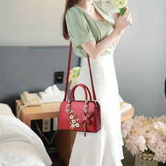 Floral Pattern Faux Leather Shoulder Bag