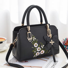 Floral Pattern Faux Leather Shoulder Bag