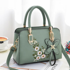 Floral Pattern Faux Leather Shoulder Bag
