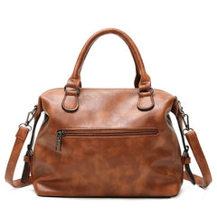 Vintage PU Leather Crossbody Bag Double Handle Purse