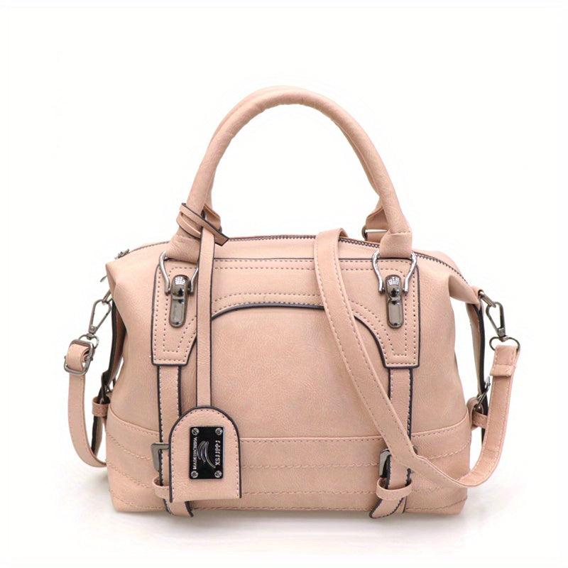 Vintage PU Leather Crossbody Bag Double Handle Purse