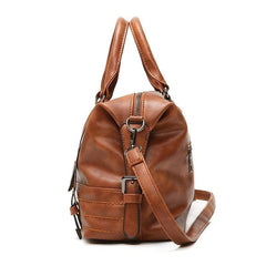 Vintage PU Leather Crossbody Bag Double Handle Purse