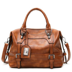 Vintage PU Leather Crossbody Bag Double Handle Purse