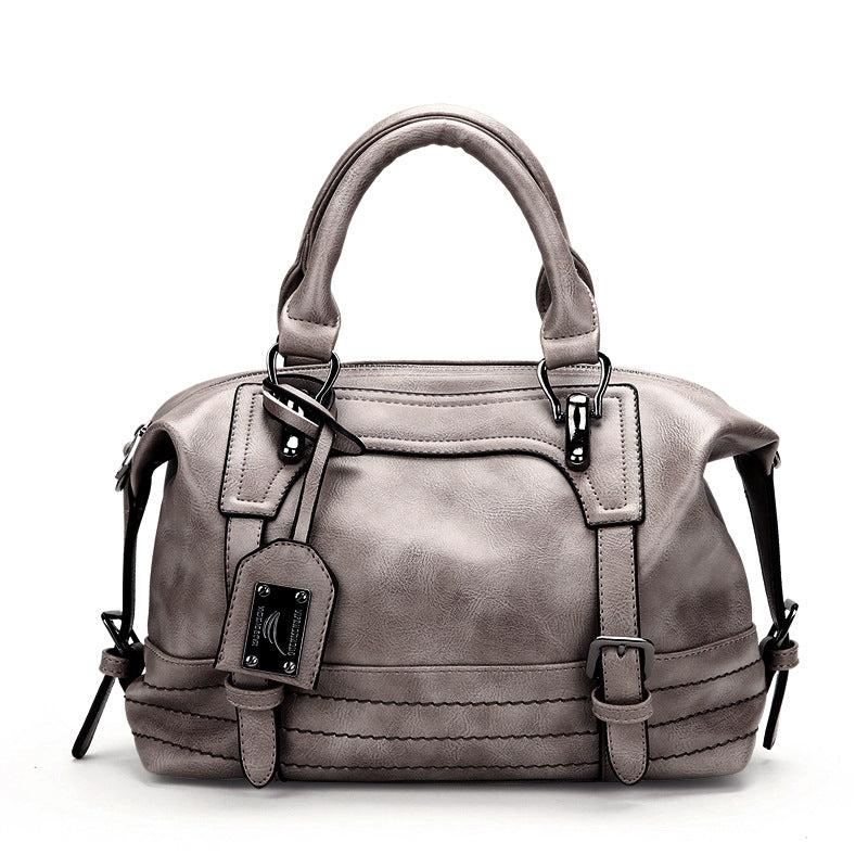 Vintage PU Leather Crossbody Bag Double Handle Purse