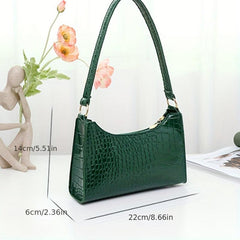 Crocodile Pattern Underarm Bag Stylish PU Leather Handbag