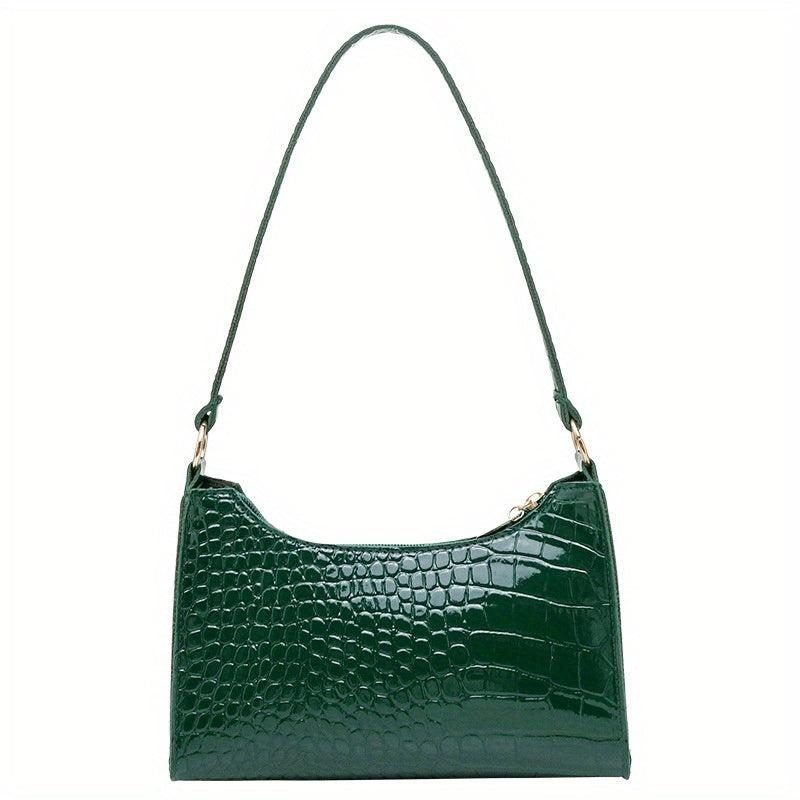 Crocodile Pattern Underarm Bag Stylish PU Leather Handbag