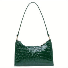 Crocodile Pattern Underarm Bag Stylish PU Leather Handbag