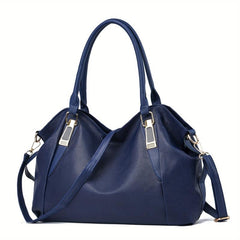 Casual Soft Leather Shoulder Bag Large Capacity Zipper Sling Bag