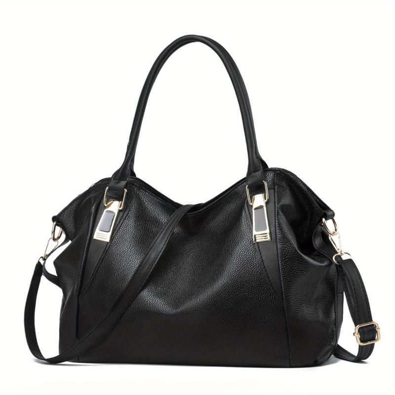 Casual Soft Leather Shoulder Bag Large Capacity Zipper Sling Bag