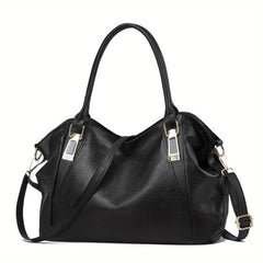 Casual Soft Leather Shoulder Bag Large Capacity Zipper Sling Bag