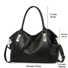Casual Soft Leather Shoulder Bag Large Capacity Zipper Sling Bag
