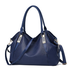 Casual Soft Leather Shoulder Bag Large Capacity Zipper Sling Bag