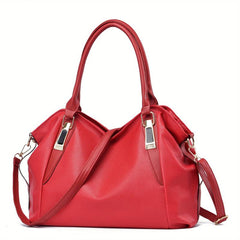 Casual Soft Leather Shoulder Bag Large Capacity Zipper Sling Bag