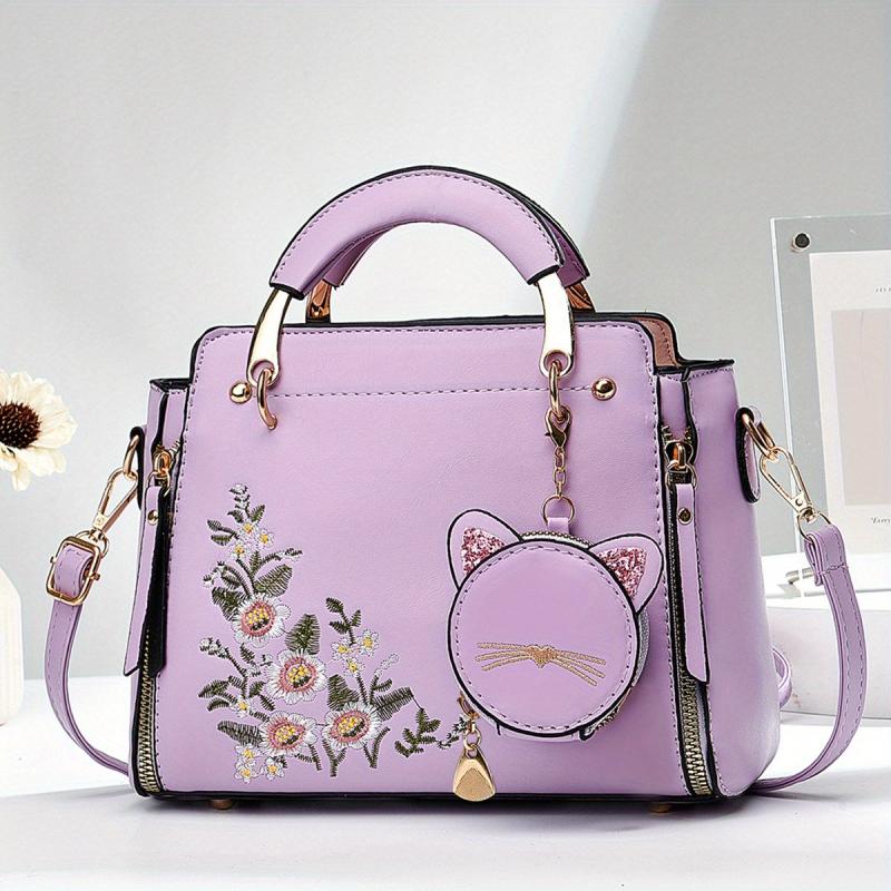 Letter Decor Hand Satchel Bag Shoulder Zipper Bag Mini Coin Purse Crossbody Work