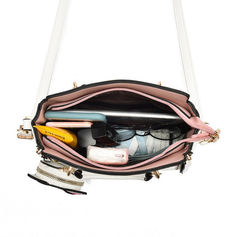 Letter Decor Hand Satchel Bag Shoulder Zipper Bag Mini Coin Purse Crossbody Work