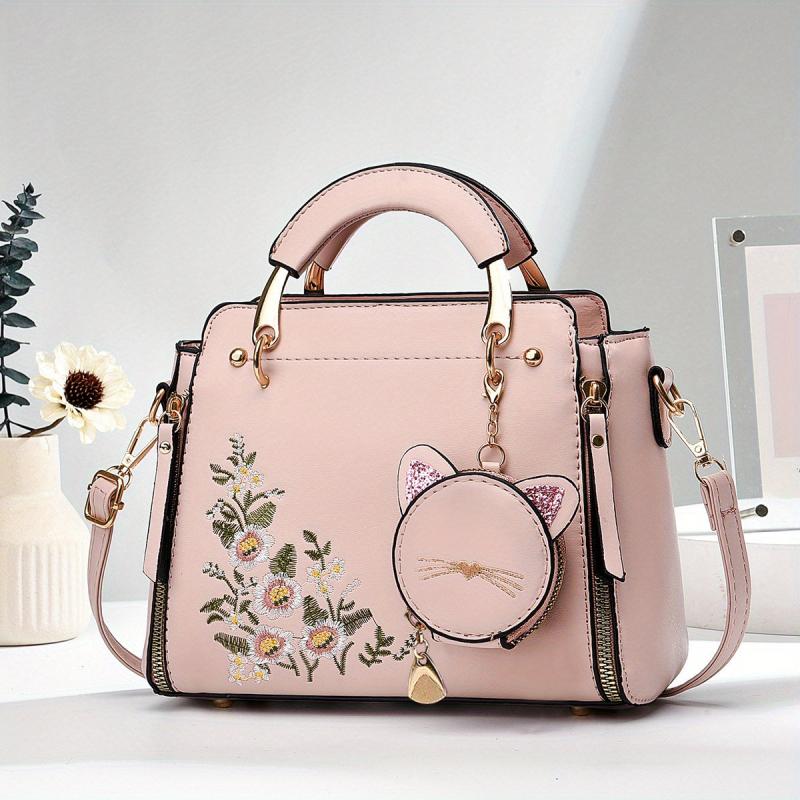 Letter Decor Hand Satchel Bag Shoulder Zipper Bag Mini Coin Purse Crossbody Work