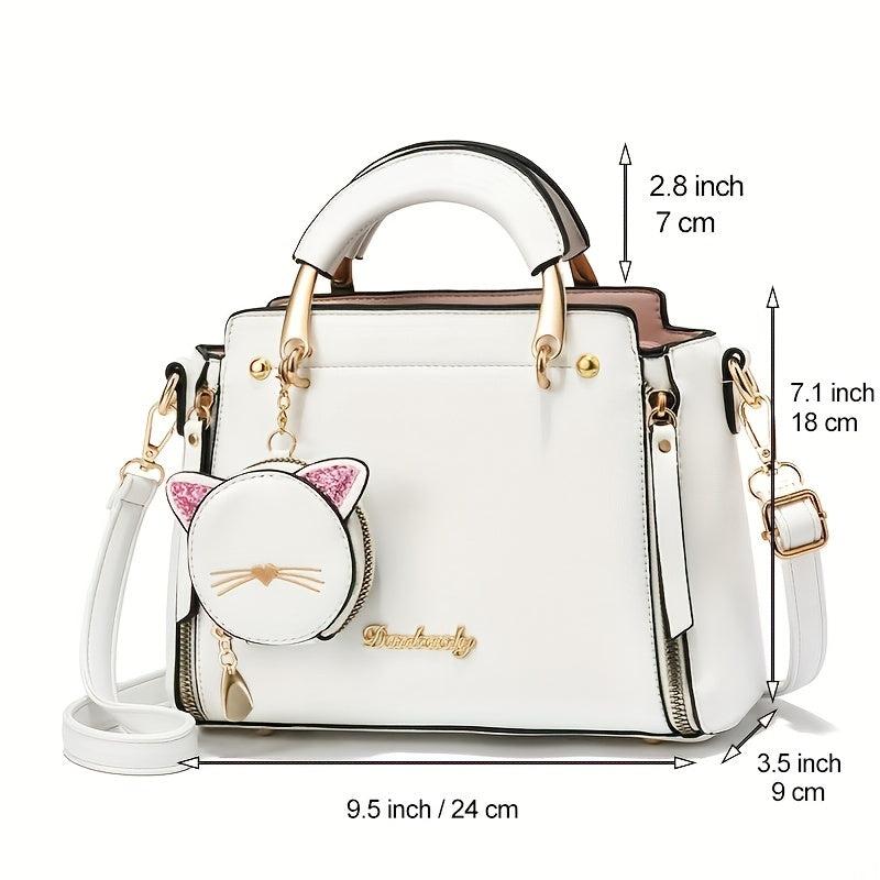 Letter Decor Hand Satchel Bag Shoulder Zipper Bag Mini Coin Purse Crossbody Work