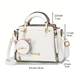 Letter Decor Hand Satchel Bag Shoulder Zipper Bag Mini Coin Purse Crossbody Work