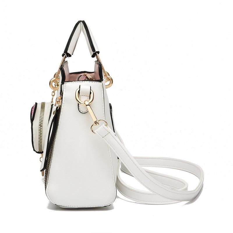 Letter Decor Hand Satchel Bag Shoulder Zipper Bag Mini Coin Purse Crossbody Work