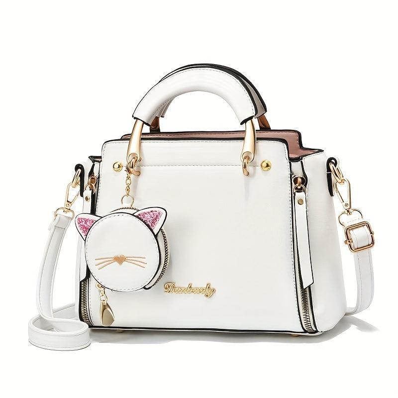 Letter Decor Hand Satchel Bag Shoulder Zipper Bag Mini Coin Purse Crossbody Work