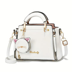 Letter Decor Hand Satchel Bag Shoulder Zipper Bag Mini Coin Purse Crossbody Work