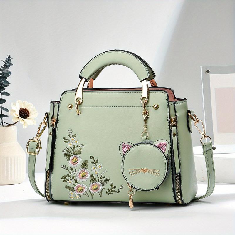 Letter Decor Hand Satchel Bag Shoulder Zipper Bag Mini Coin Purse Crossbody Work