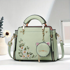Letter Decor Hand Satchel Bag Shoulder Zipper Bag Mini Coin Purse Crossbody Work