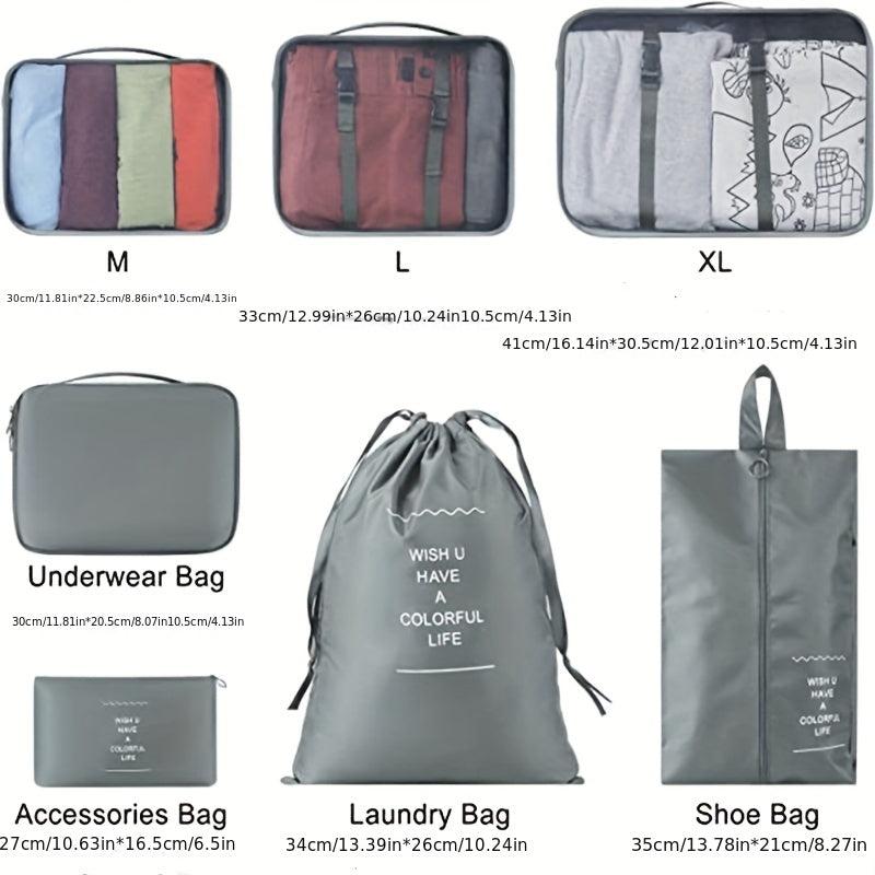 7pack Travel Storage Bags Cube Luggage Storage Bags Travel Packaging Bags