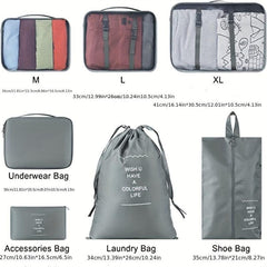 7pack Travel Storage Bags Cube Luggage Storage Bags Travel Packaging Bags