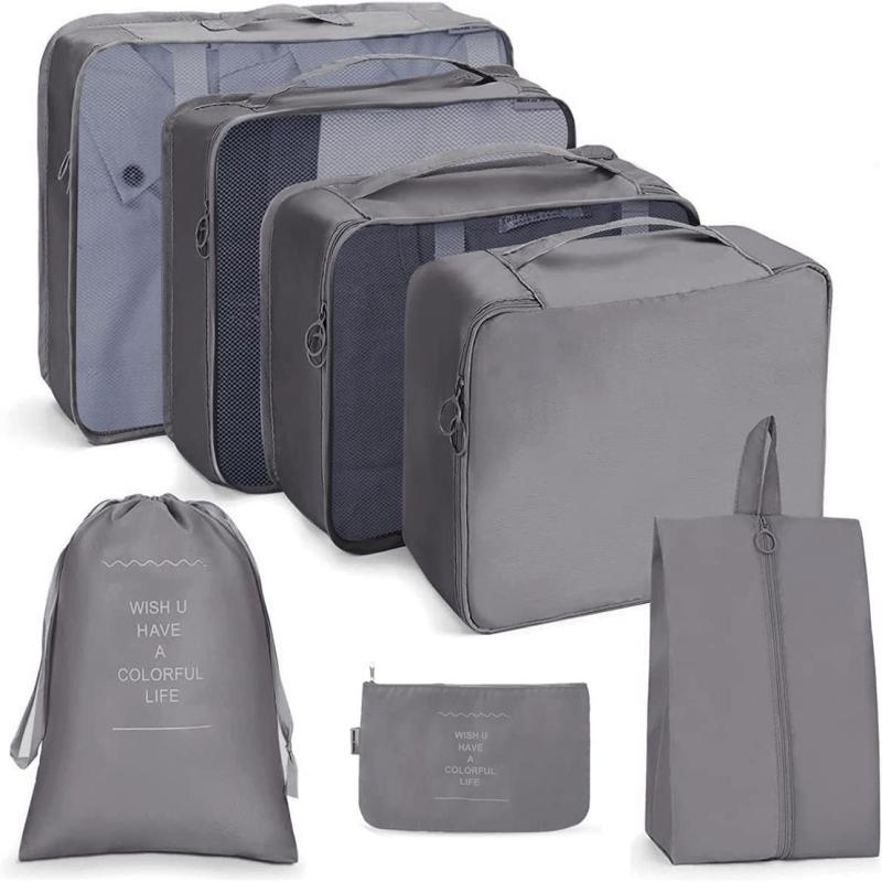 7pack Travel Storage Bags Cube Luggage Storage Bags Travel Packaging Bags
