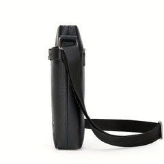 Zipper Square Messenger Bag PU Leather Textured Shoulder Bag