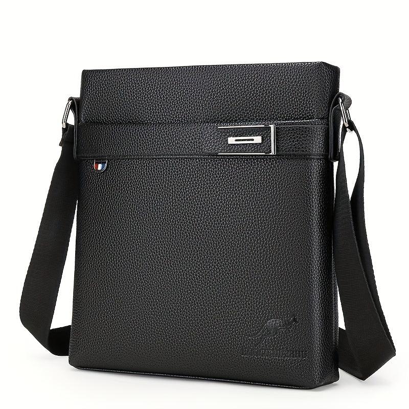 Zipper Square Messenger Bag PU Leather Textured Shoulder Bag