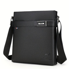 Zipper Square Messenger Bag PU Leather Textured Shoulder Bag