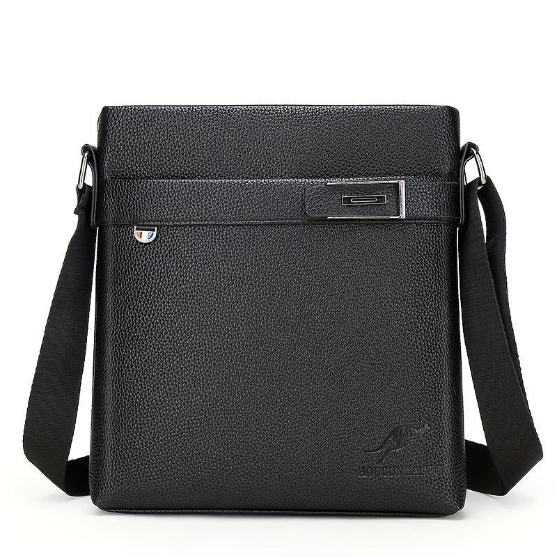 Zipper Square Messenger Bag PU Leather Textured Shoulder Bag