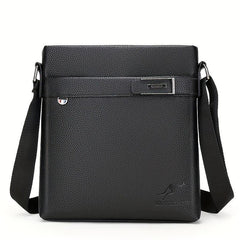 Zipper Square Messenger Bag PU Leather Textured Shoulder Bag