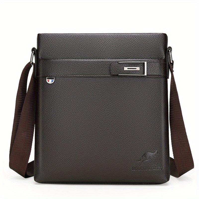 Zipper Square Messenger Bag PU Leather Textured Shoulder Bag