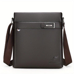 Zipper Square Messenger Bag PU Leather Textured Shoulder Bag