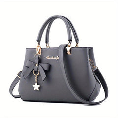 Letter Decor Handbag PU Leather Crossbody Bag With Charm