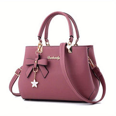 Letter Decor Handbag PU Leather Crossbody Bag With Charm