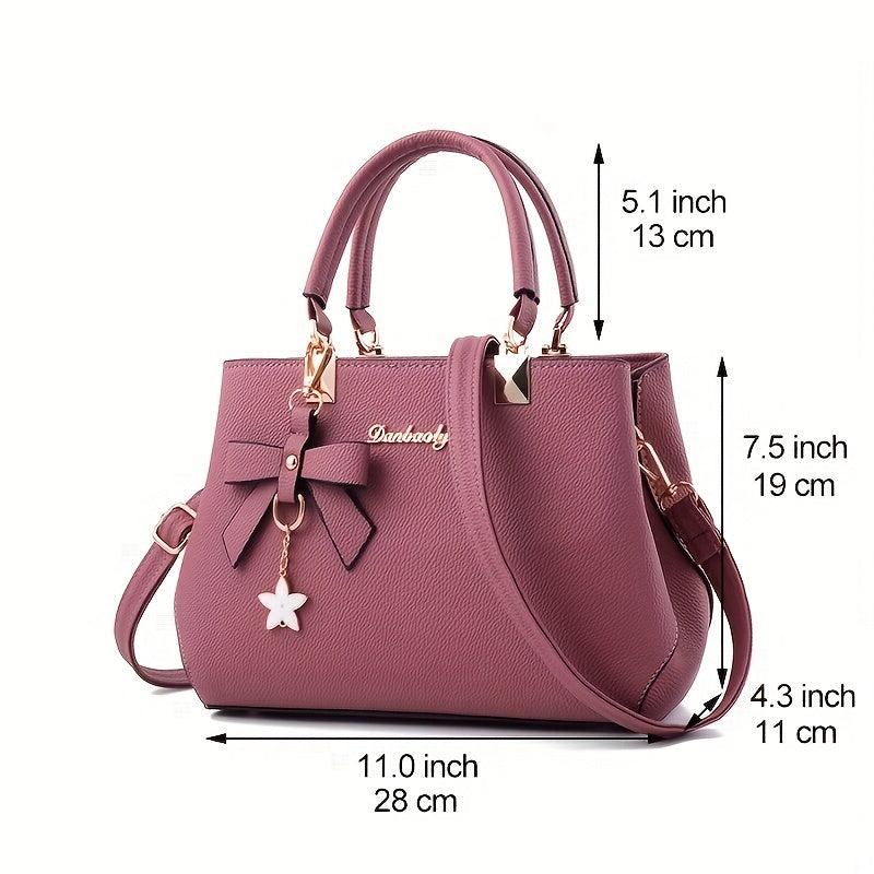 Letter Decor Handbag PU Leather Crossbody Bag With Charm
